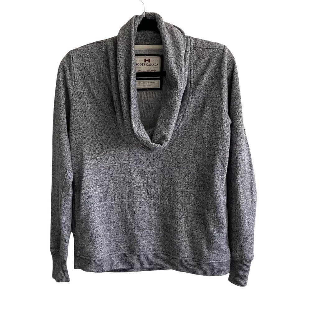 ROOTS CANADA Cowl Neck Sweatshirt Salt & Pepper XS